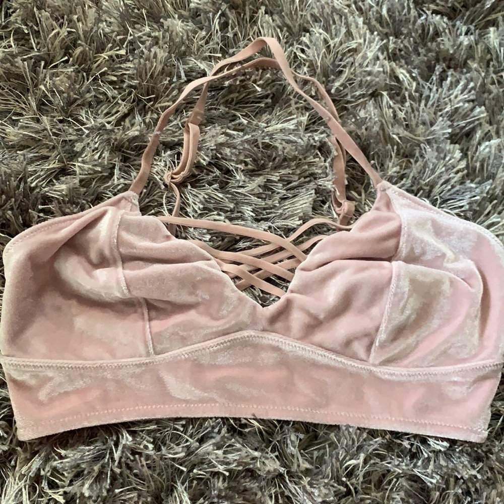 Pink velvet bralette